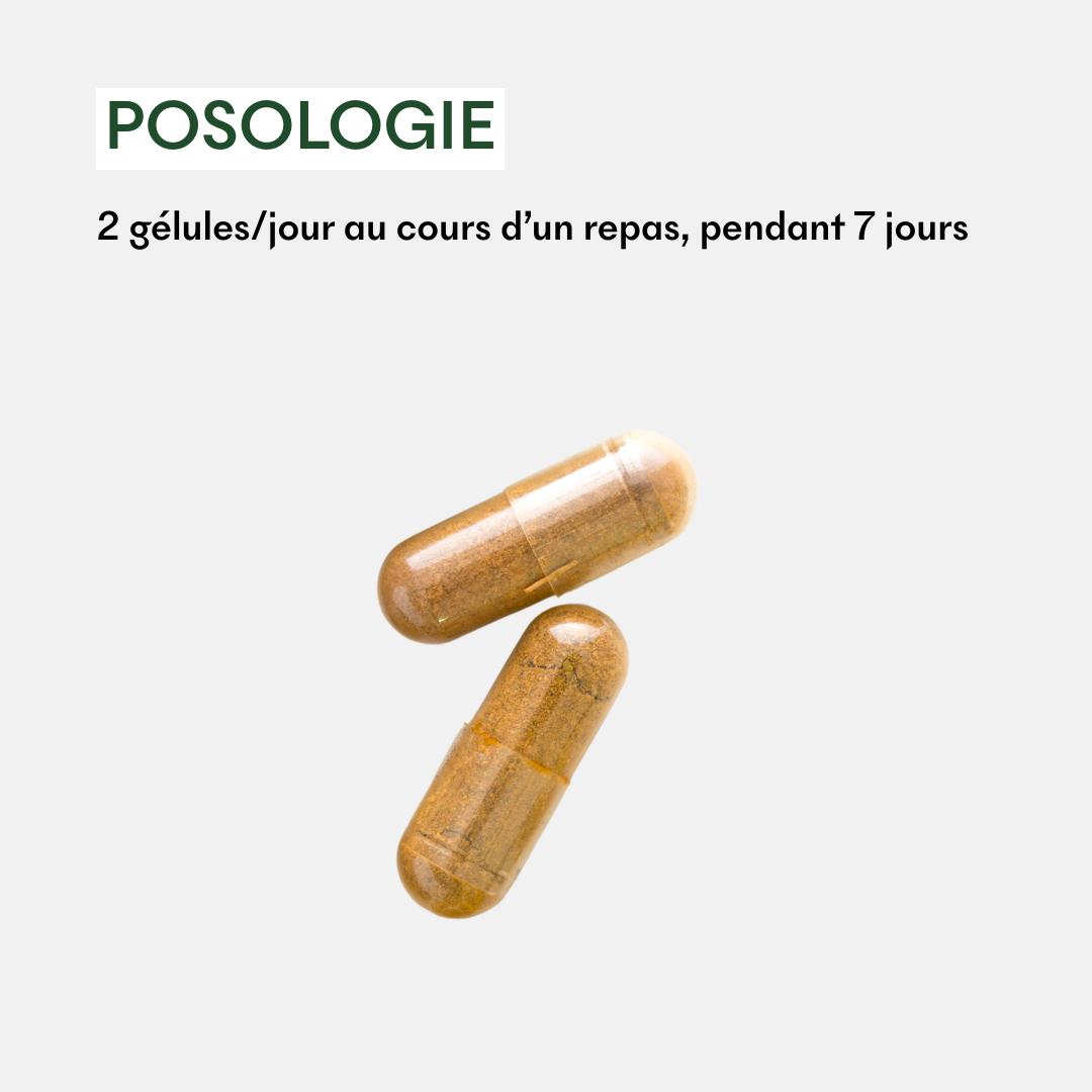 2 gélules du Complément SOS de MakeMyMask par jour