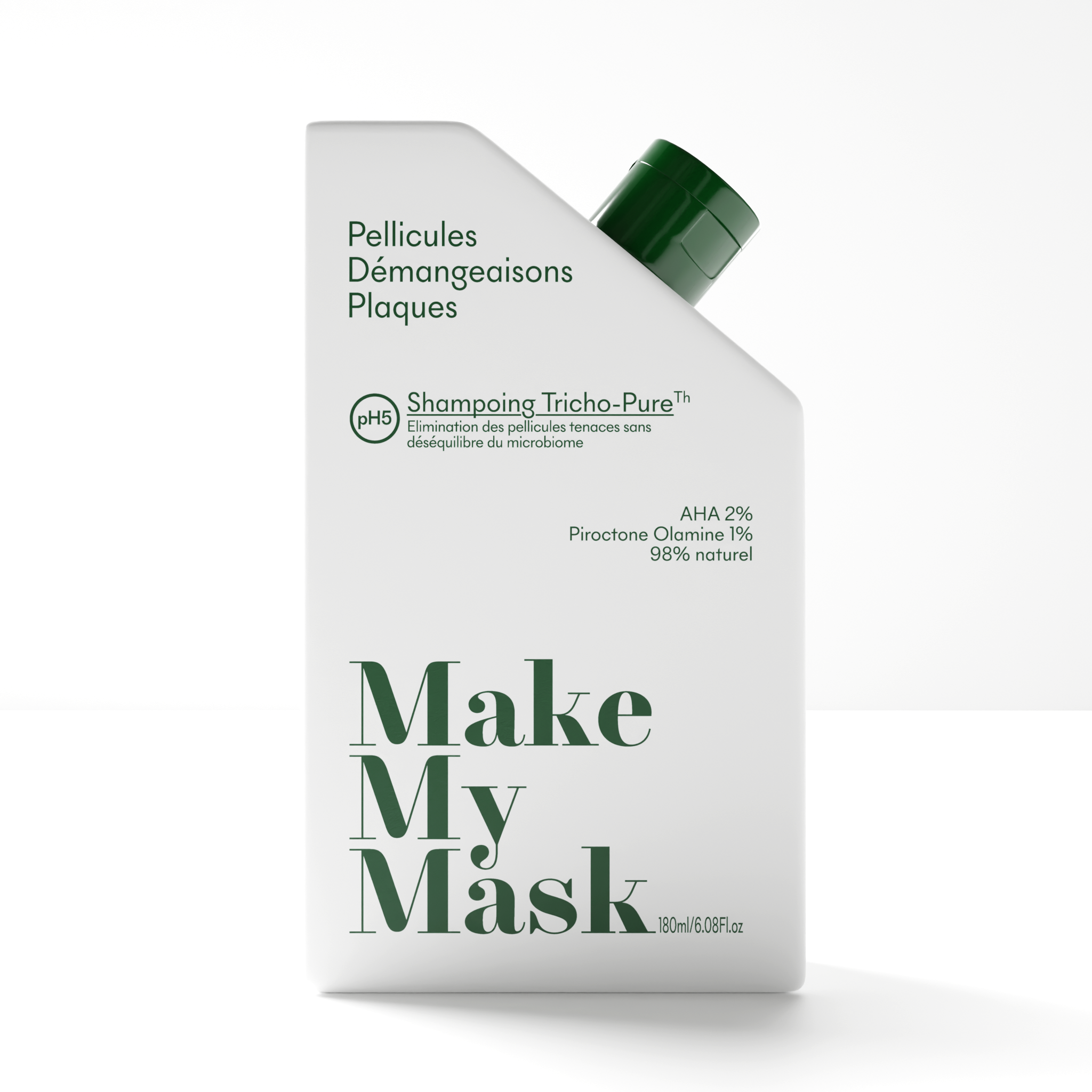 Le shampoing anti-pelliculaire au pH5 de MakemMyMask à l'action anti-fongique et exfoliante, anti-récidive